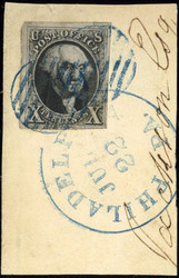 #   2 VF+, on piece, tied by blue Philadelphia Pa cancel, super nice, Fresh!