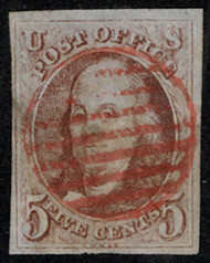 #   1 VF/XF, super nice red grid cancel, four large margins, A SELECT STAMP!
