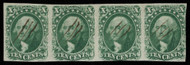 #  13 VF, Strip of 4, w/CROWE (11/23) CERT, very rare large multiple, block catalogs at $10,500, so no idea what a strip of 5 would be,  SUPER NICE!