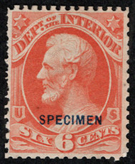 #O 18s VF mint NH, no gum as issued, SPECIMEN OVERPRINT, fresh color, a few nibbled perforations which is normal on these Specimen Overprints, only 83 issued, Nice!