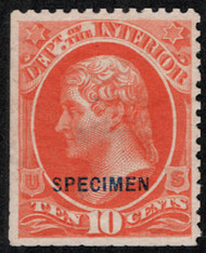#O 19s VF/XF mint NH, no gum as issued, SPECIMEN OVERPRINT, fresh color, small thin, some trimmed  perforations which is normal on these Specimen Overprints, only 82 issued, Fresh!