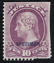 #O 40s F/VF mint NH, no gum as issued, SPECIMEN OVERPRINT, fresh color, some trimmed  perforations which is normal on these Specimen Overprints, only 112 issued, Fresh!