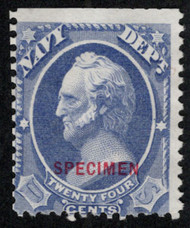 #O 43s Fine mint NH, no gum as issued, SPECIMEN OVERPRINT, fresh color, some trimmed  perforations which is normal on these Specimen Overprints, only 106 issued, Fresh!