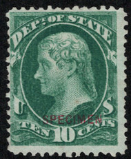 #O 62s Fine+ VF mint NH, no gum as issued, SPECIMEN OVERPRINT, fresh color, only 346 issued, Nice!