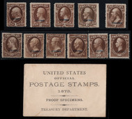 #O 72- 82s VF to Fine mint NH, no gum as issued, SPECIMEN OVERPRINT SET, with Presentation Envelope, a very rare complete set, some usual perforation faults as normal, great colors, SUPER NICE SET with ENVELOPE!