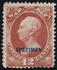 #O 89s F/VF mint, no gum as issued, SPECIMEN OVERPRINT, only 105 issued, small corner repair, fresh color, Nice!