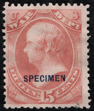 #O 90s F/VF mint NH, no gum as issued, SPECIMEN OVERPRINT, only 105 issued, super color, fresh stamp, Choice!