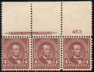 # 280a F-VF OG NH, Plate Strip of 3, large top, rich color!