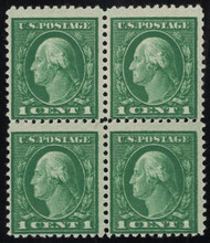 # 498d Fine+ OG NH, DOUBLE IMPRESSION, Block, w/PSAG (09/23) CERT, this stamp is known for its poor centering, Value is Hinged, bottom left with tiny faint handstamp, ONLY BUY WITH A CERTFICATE, kiss prints and fakes exist!