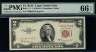 $  2.00 1953C PMG 66 EPQ Star note. Exceptional Paper quality.