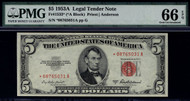 $  5.00 1953A PMG 66 EPQ Star note. Great paper quality.