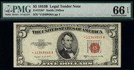 $  5.00 1953B PMG 66 EPQ Star note. Exceptional paper quality!