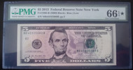 $  5.00 2013 PMG 66 EPQ star. Exceptional paper quality.