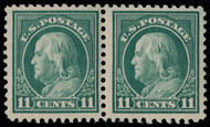 # 511a VF OG NH, compound perf, w/PF (09/19) and (12/04  ) CERTS, a very rare pair with perforation 10 on right stamp, perforation 11 on left stamp, very fresh pair! Catalogs $7000  CHOICE!