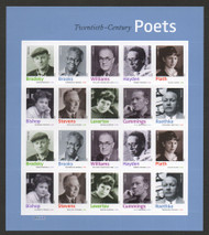 #4654 - 63 Forever Twentieth-Century Poets Full Sheet, VF OG NH