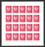 #4847 Forever Love Heart Full Sheet, VF OG NH