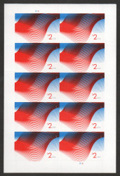 #4954 $2 Patriotic Waves Full Sheet, VF OG NH