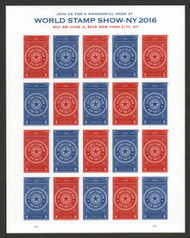 #5010 - 11 Forever World Stamp Show-NY 2016 Full Sheet, VF OG NH
