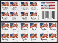 #4645 - 48b Forever Justice, Equality, Freedom and Liberty Complete Booklet Pane of 20, VF OG NH