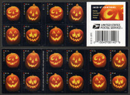 #5137 - 40b Forever Jack-O'-Lanterns Complete Booklet Pane of 20, VF OG NH