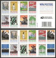 #5180 - 89b Forever WPA Posters Complete Booklet Pane of 20, VF OG NH