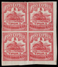 Local #143L3 VF/XF mint no gum, Block, w/APS (03/19) CERT, very fresh color, catalogs at $1150.00, pressed creases and pinhole in margin of top stamps, Bottom Right Sheet Margin, Nice!