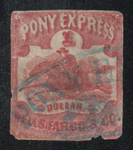 Local #143L2 F/VF, Pony Express, blue express mail cancel, thin, rich color