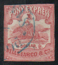Local #143L2 VF, lovely blue pony express cancel, nice stamp