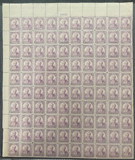 # 725 3c Daniel Webster, Sheet of 100, F-VF OG NH, robust color!