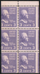 # 807a OG 4 LH, rest NH, Booklet Pane of 6, Miscut error, NEAT FREAK!