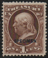 #O 72s VF mint, Specimen, no gum as issued, rich color!