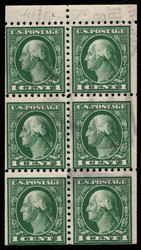 # 462a F-VF, Booklet Pane of 6, light cancels, vivid color!