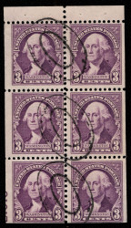 # 720b F-VF, Booklet Pane of 6 w/ partial plate number, robust color!