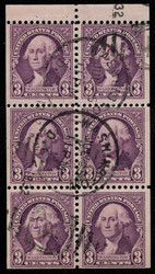 # 720b F-VF, Booklet Pane of 6, town cancel, rich color!