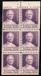 Canal Zone #117a F-VF OG NH, Booklet Pane of 6, bold color!