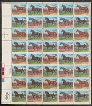 #2155 - 58 VF OG NH, 22c Horses Full Sheet, post office fresh!