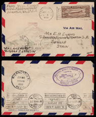 #C 14 F/VF on cover to Spain, a lovely cover with super nice markings on front and back, nice flag cancel, Super!