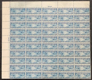 #C  7 VF OG NH, 10c Blue Map of U.S. w/ Mail Planes Full Sheet of 50, bold color!