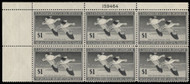 #RW14 VF OG NH, plate block of 6, jet black color, Super!