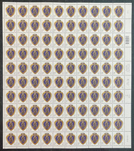 #4263 VF/XF OG NH, 42c Purple Hearts Full Sheet, robust color, SELECT!