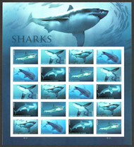 #5223 - 5227 VF NH, Sharks Full Sheet, post office fresh! STOCK PHOTO
