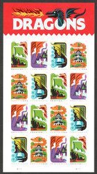 #5307 - 5310 VF/XF NH, Forever Dragons Full Sheet, vibrant colors, SELECT!