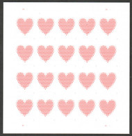 #5431 VF/XF NH, Forever Love; Made of Hearts Full Sheet, rich color, SELECT!