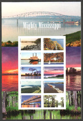 #5698k VF/XF NH, Imperf Forever Mighty Mississippi Full Sheet, bright colors, SELECT!