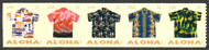 #4597 - 4501 VF/XF NH, 32c Aloha Shirts coil strip of 5, bold color, CHOICE!