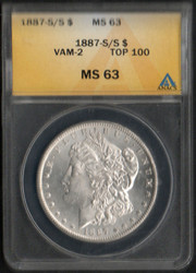 1887-S Morgan Dollar VAM-2 S/S ANACS MS-63