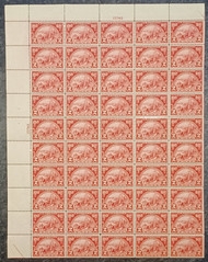 # 615 VF OG NH, 2c Walloons Landing at Fort Orange Sheet of 50, terrific color!