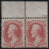 # 148 F/VF mint, Pair, no gum, top sheet margins, winkles and staining on back, RARE!