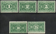 #JQ 1 - 5 F-VF OG Hr, robust color, neat set!