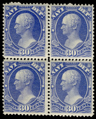 #O 44 F/VF OG NH/LH, Block, one stamp NH, bold color, Well Centered,  FRESH and RARE!